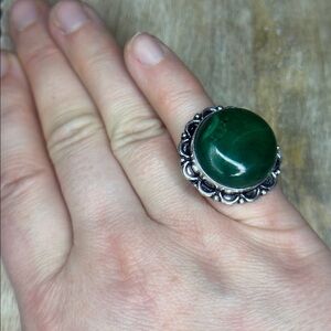 Malachite 925Sp Round Chunky Silver Ring